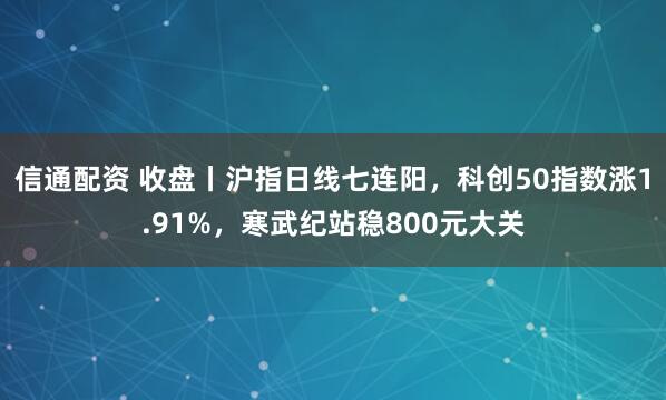 信通配资 收盘丨沪指日线七连阳，科创50指数涨1.91%，寒武纪站稳800元大关